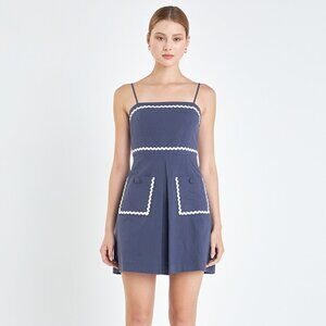 NWT English Factory Linen Mini Dress w/ Ric Rac Trim